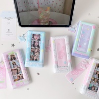 Dompet Kartu Kredit PVC Empat Sekat Motif Pita Sederhana, Aksesoris Idol, Tas Plastik Promosi untuk Wanita