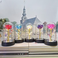 Rose éternelle lumineuse LED, fleur en feuille, cadeau pour la Saint-Valentin, décoration de fête de mariage, fleurs artificielles lumineuses, décoration de Noël