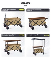 Carrito Plegable de Acero Inoxidable para Camping, con Cuatro Ruedas, Mesa Ajustable en Altura, Toldo Parasol, para Compras, Almacenamiento y Mercado