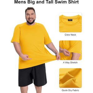 FOXA Mens Big Tall Swim Shirt UPF50+ Short Sleeve Rash Guard Sun Protection Quick Dry Fishing T-Shirt 2XL 8XL - Product Image 3