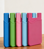 Porte-cartes de téléphone en silicone d'usine, pochette autocollante 3M, logo personnalisé, porte-cartes de crédit, porte-cartes d'identité, cadeaux promotionnels d'affaires