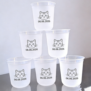 Tasses personnalisées pour animaux de compagnie, réutilisables, givrées, incassables, en plastique souple, pour mariage, avec impression de blason, 16 oz, 14 oz - Product Image 1