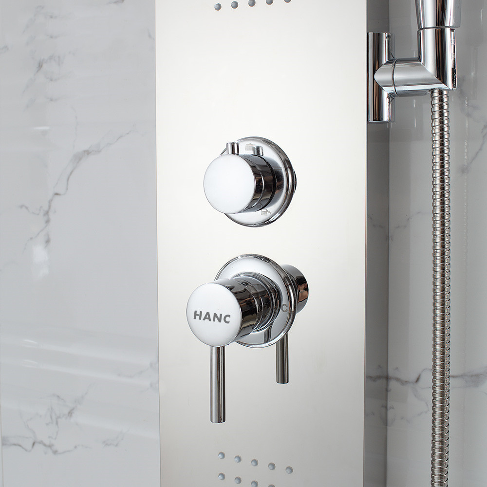 High Quality Bathroom Shower Design Polished Mirror 304 Stainless Steel Shower Panel With Top Waterfall