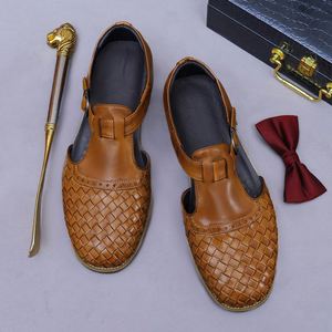 Sandales plates classiques en cuir véritable noir pour homme, avec fermeture chaussette, bout fermé, respirantes, pour l'été et le printemps - Product Image 5