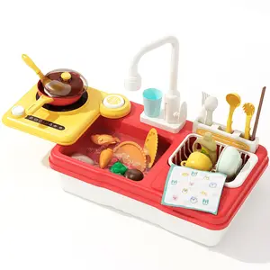 Y853 New Electric Dish Washer Pretend Play Set ash Up Kitchen Dish Washing Sink Table Toy Kids