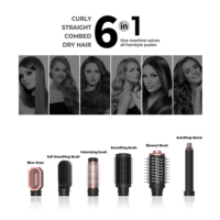 Sèche-Cheveux Brosses Chauffantes et Lisseur 7 en 1 Haute Vitesse avec Têtes Interchangeables, Ionique, Professionnel pour Salon de Beauté