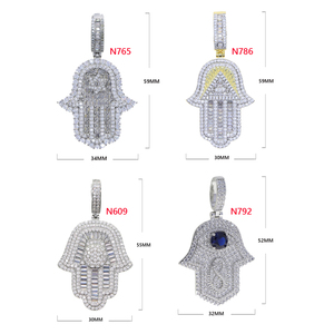 Nuovi CZ occhi dell'angelo <span class=keywords><strong>di</strong></span> <span class=keywords><strong>Fatima</strong></span> <span class=keywords><strong>collana</strong></span> <span class=keywords><strong>con</strong></span> ciondolo ghiacciato Bling Cubic Zirconia Hamsa Charm a <span class=keywords><strong>mano</strong></span> Hip Hop donna uomo gioielli - Product Image 2