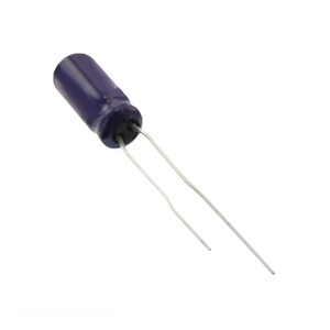 Condensador de canal del fabricante 47 uF ECA-1CM470, de aluminio, 47UF 20% 16V, radial TH, de orificio pasante - Product Image 1