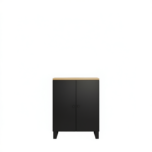Credenza in Legno di Mango Massiccio, Colore Nero, Design Minimalista, Mobile Moderno per Sala da Pranzo, Armadio Contenitore - Product Image 1