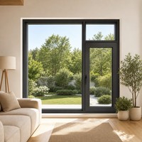 Système de fenêtres en aluminium noir sur mesure avec verre bleu à économie d'énergie pour villa et balcon