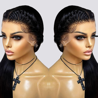 Pas cher Droite Dentelle Perruques Avec Bébé Cheveux 180% Densité HD Full Lace Perruques de Cheveux Humains Sans Colle 360 Dentelle Frontale Perruque Pour Les Femmes Noires