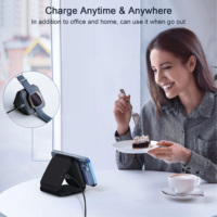 HEADPHONE ponsel stasiun pengisi daya lipat magnetik kulit jam tangan pintar pengisi daya perjalanan cepat 3 dalam 1 pengisi daya nirkabel dapat dilipat
