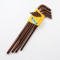 Kit de clés Torx à étoile métriques industrielles DS, version étendue, 9 pièces, en acier allié S2, T20 Hexalobular, 233 mm