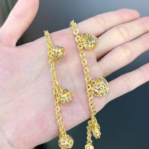 Bracelet à breloques en forme de cœur en laiton plaqué or 24 carats pour femmes, bijoux de mode JXX, styles multiples, vente en gros - Product Image 2