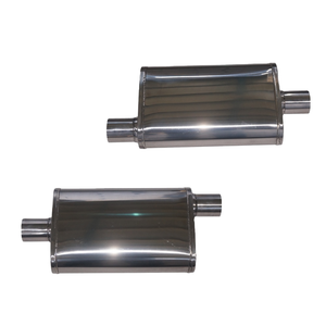 Silencieux d'échappement ovale en alliage aluminium-zinc haute performance, épaisseur 1,5 mm, entrée/sortie 2,5 pouces, longueur 19 pouces, poli, universel - Product Image 1