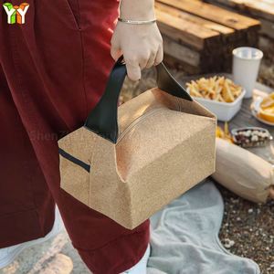 Quick Ship Cork Lunch Bag with Zipper & Handle Big Capacity Embossed Design-Promotional <b>Gift</b> for <b>Office</b> Picnic & Camping - Product Image 4