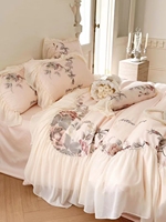 Ensemble de housse de couette de luxe en dentelle jacquard de coton de style coréen, broderie princesse, pour mariage