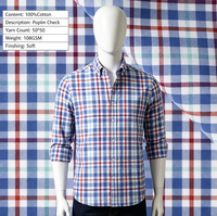 Kain Tenun Berkualitas Tinggi Grosir Kustom 100% Katun Celup Benang Biru Motif Kotak-kotak 108GSM Berat Sedang untuk Pria, Wanita, dan Anak-anak