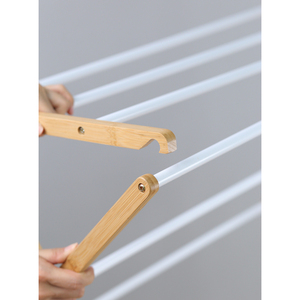 YIKAI Giá Phơi Quần Áo Bằng Gỗ Tre + Kim Loại Gấp Gọn Tiết Kiệm Không Gian Gia Đình - Product Image 3