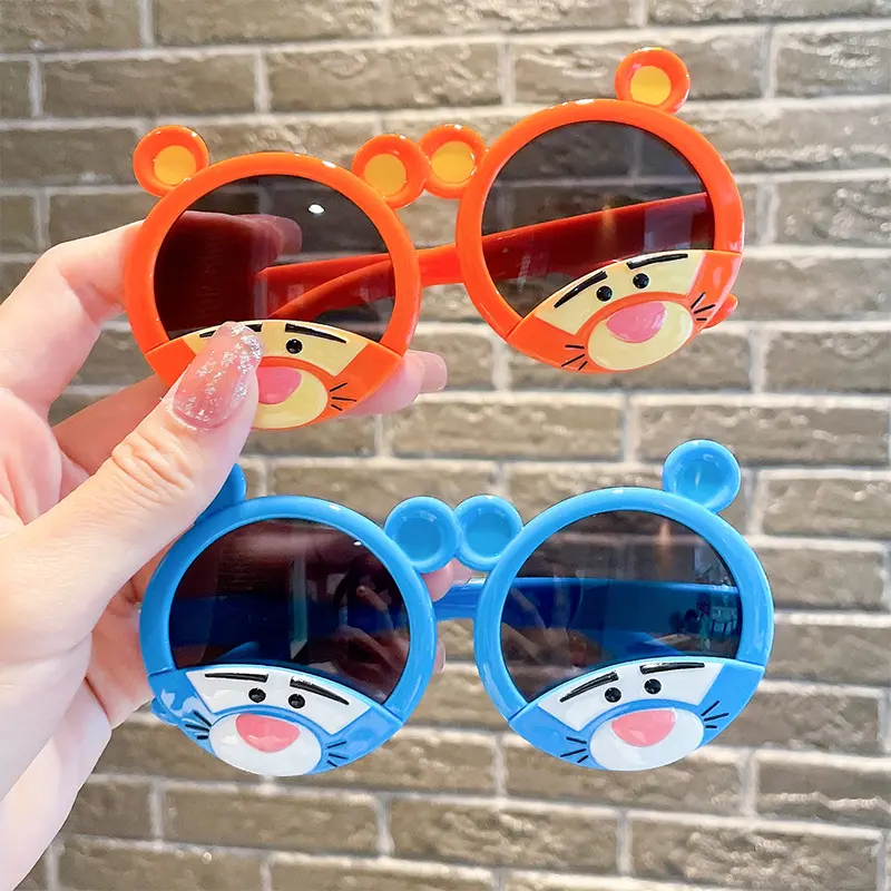 Children Cartoon Sunglasses Tiger Pattern Kids Cute Shade Polarized Glasses Boys Silicone Material Eyeglasses