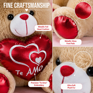 <span class=keywords><strong>Orsacchiotto</strong></span> Teddy Bear Spagnolo 'Te Amo' <span class=keywords><strong>da</strong></span> 30cm con Cuore Rosso Metallizzato, Peluche Morbido, Regalo di San Valentino o Compleanno per la Fidanzata - Product Image 5