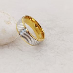 Confident Not Arrogant Dos tonos Oro Titanio Acero Inoxidable 8mm Alianzas DE BODA Anillos de moda para hombres Regalo de San Valentín - Product Image 3