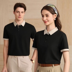 Polo pour femme noir en maille gaufrée, séchage rapide, tenue décontractée d'été - Product Image 1