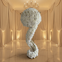 Boule de fleurs artificielles en plastique blanc de luxe, haute qualité, durable, 80 cm, centre de table pour mariage, décoration de table QDFLY