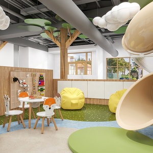 ملعب مقهى داخلي للأطفال تحت عنوان الطبيعة مع منطقة إحساس ناعم ، معدات مدينة لعب الأدوار للأطفال مخصصة للبيع - Product Image 5