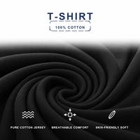 T-shirt d'été noir en coton pour hommes, col rond, manches courtes, uni, doux au toucher, respectueux de la peau, léger, tricoté, aéré, vente en gros