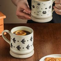 Ensemble tasse et soucoupe en céramique vintage peintes à la main tasse à latte domestique raffinée pour les fêtes à la maison