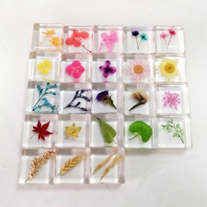 Flor seca real en bloque de resina Artesanía de resina Espécimen de planta colorida epoxi para la decoración del hogar de la Mesa - Product Image 4