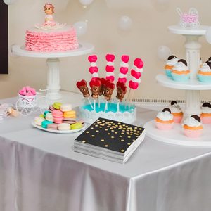 Serviettes carrées jetables personnalisées avec logo, base noire, motif cercle doré, en pâte de bois vierge, résistantes à l'humidité, qualité supérieure pour mariage et <span class=keywords><strong>Horeca</strong></span> - Product Image 5