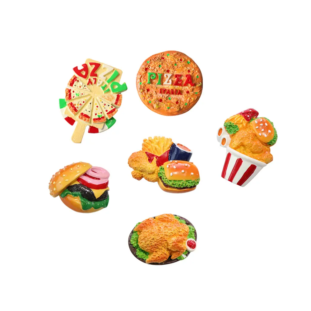 Yiwu Wintop Kotak Simulasi Makanan Keluarga Besar Desain Burger Pizza Ayam Gaya Kreatif Resin untuk Gantungan Kunci