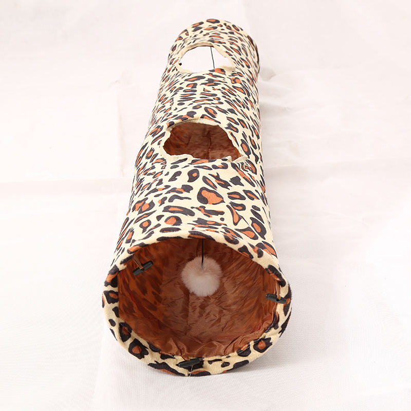 Foldable Collapsible Plush Leopard Cat Tunnel Cat Toy Pet Supplies Wholesale In Stock Fast Delivery Eco-friendly Cat Toy
