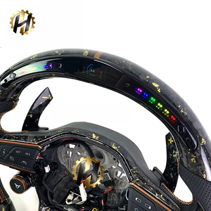 Volant en fibre de carbone forgé sur mesure avec LED, cuir/pour SEAT <span class=keywords><strong>Cupra</strong></span> <span class=keywords><strong>Leon</strong></span> X 1 FR MQB EVO PQ, style <span class=keywords><strong>racing</strong></span> (D/Flat/F1) - Product Image 2