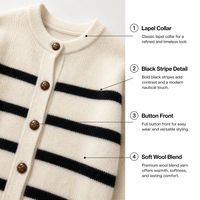 Cardigan en tricot rayé décontracté pour femme, col à revers, boutons sur le devant, manches longues, pour l'automne et l'hiver