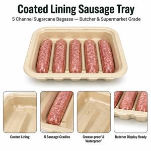 <span class=keywords><strong>Film</strong></span> de revêtement pour saucisses laminé, 5 canaux, biodégradable, compostable, en bagasse de canne à sucre, plateau en pulpe pour emballage de viande de boucher - Product Image 1
