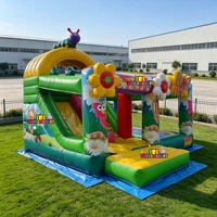 Château gonflable commercial CE avec toboggan, thème insectes, pour la location en jardin et parc d'attractions