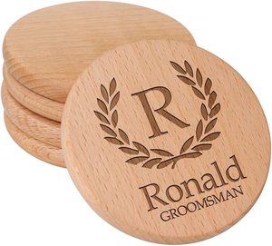 USA Warehouse Laser Engraving Blanks Rustic Round Square Beech Wood Coasters Wooden Coaster for Christmas Gifts Souvenir Gifts