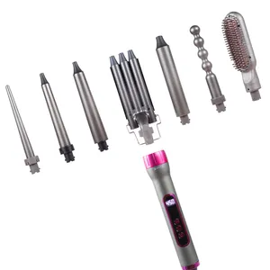 barriles ferros rizadores 6 en 1 Salon tool set 9 in 1 Interchangeable crimping iron Hair Curler Curling iron 7 in 1 hair styler