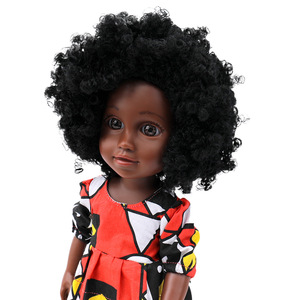 Venta al por mayor personalizado precio de fábrica africano negro bebé muñecas 35cm Afro negro piel muñeca niños vinilo Juguetes - Product Image 3