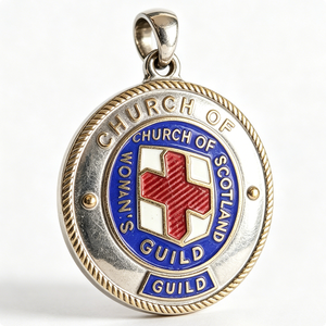 Médaille de la Gilde des Femmes de l'Église d'Écosse, en émail dur plaqué argent, breloque religieuse circulaire - Product Image 4
