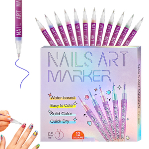 Marqueur pour l'art des ongles, 12 couleurs, 0,5 mm, séchage rapide, à base d'eau, ensemble de stylos professionnels pour l'art des ongles, pour la décoration DIY - Product Image 4