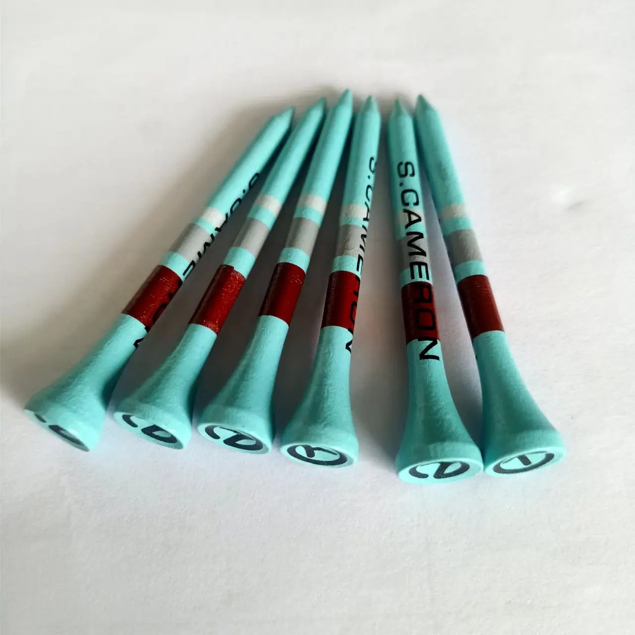 Qiangjian Wholesales Customized Letter Logo Print Blue Green 70mm Bamboo Golf Tees For Golf Play