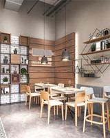 Comptoir de Bar Moderne et Tendance pour Café, Pâtisserie et Confiserie, Meuble sur Mesure en Bois pour Agencement de Magasin de Donut