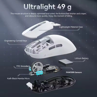 Souris de jeu sans fil ATTACK SHARK X3, trois modes, 49g, ergonomique, pour PC