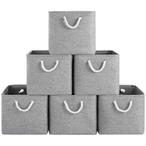 Foldable Storage <b>Cube</b> <b>Baskets</b> <b>with</b> Rope Handles Collapsible Fabric Storage Bins for Home Bedroom Living Room - Product Image 1
