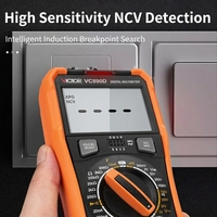 Multimètre numérique True RMS à détection automatique de plage, détection NCV, grand écran LCD rétroéclairé, testeur portable pour électricien, testeur haute précision