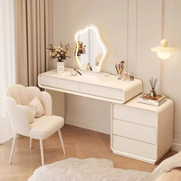 Coiffeuse moderne en bois de pin avec LED IoT, panneau MDF amovible, table de maquillage extensible, miroir éclairé convertible, pour chambre d'hôtel en fer